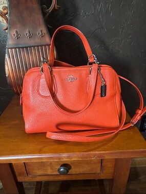 Coach Blood Orange Pebbled Leather Mini Sierra Satchel Crossbody